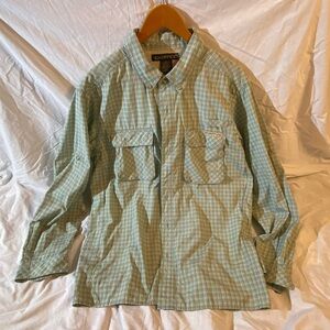 ExOfficio Blue and Green Plaid Shirt